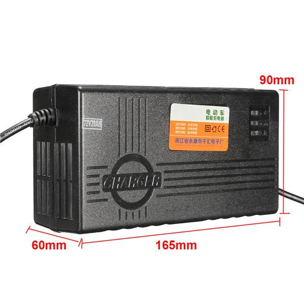 72V20AH electric car charger for professional lead-acid batteries in black with plug options