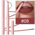Velvet matte lip liner pencil in 12 different colour shades for easy, precise application.