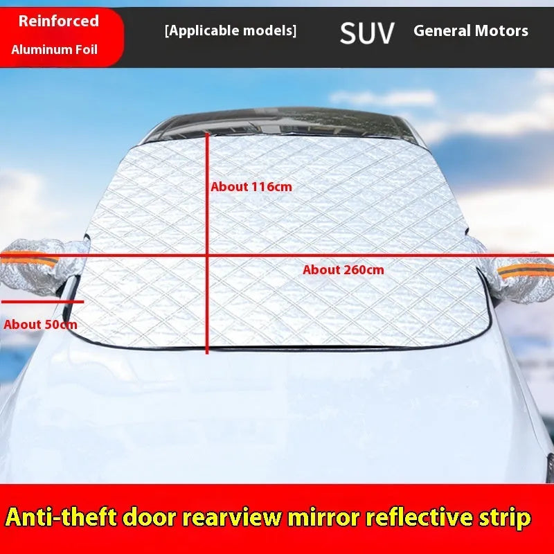 Aluminium foil winter car cover for SUV with reflective edges and magnets