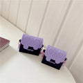 Silicone clamshell earphone case with chain bag in purple, compatible with AirPods Pro and AirPods 1/2