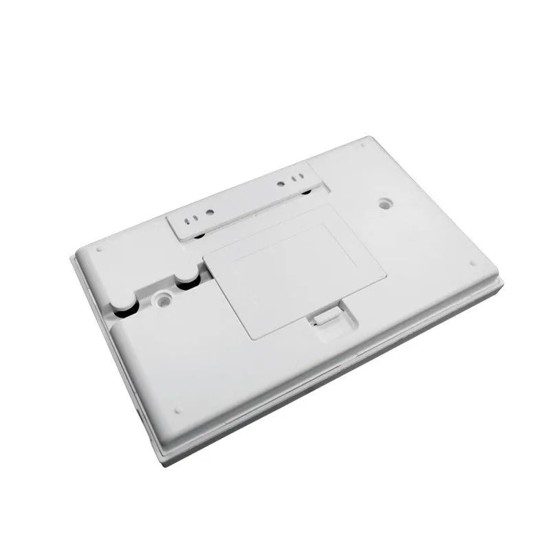 White WiFi GSM touch button household burglar alarm host unit with LCD display and button panel.