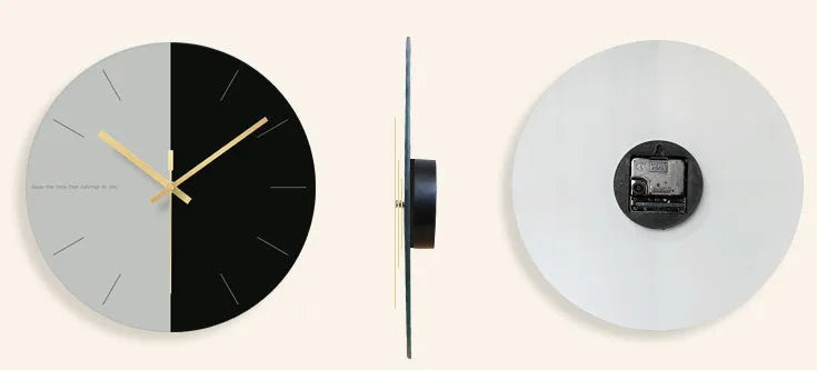 Transparent tempered glass minimalist wall clock with black numerals, 29.5cm diameter, on a white wall.