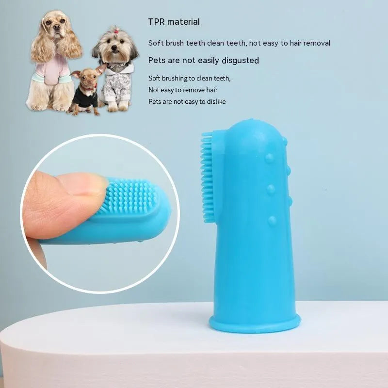4-piece boxed set of soft TPR pet finger toothbrushes for cats and dogs