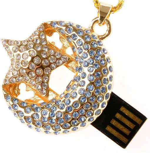 Xingyue creative jewellery design metal USB flash drive on white background