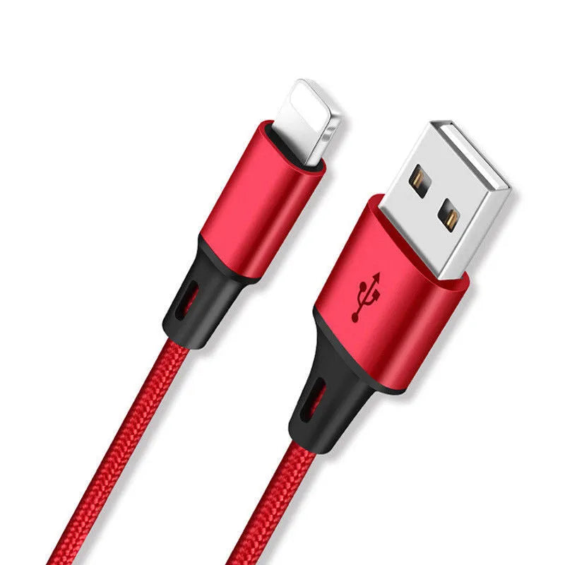 3-in-1 braided charging cable with aluminium connectors in multiple colour options including black, blue and red