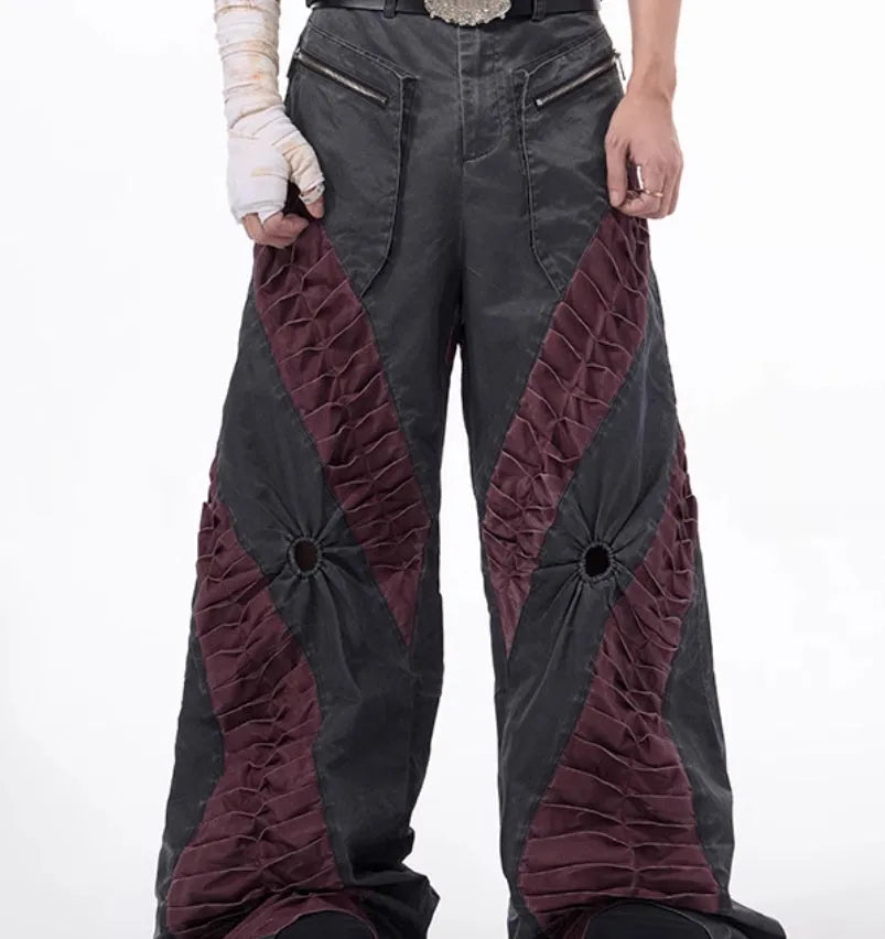 Retro three-dimensional keel casual sports pants in viscose rayon fabric, shown in gray colour with straight hem.