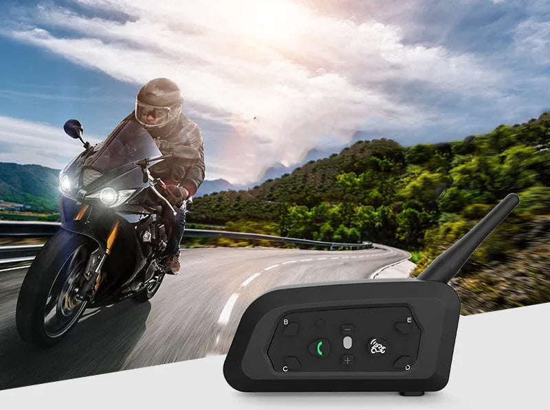 V6pro motorcycle helmet Bluetooth intercom unit with mounting clip and charging cable