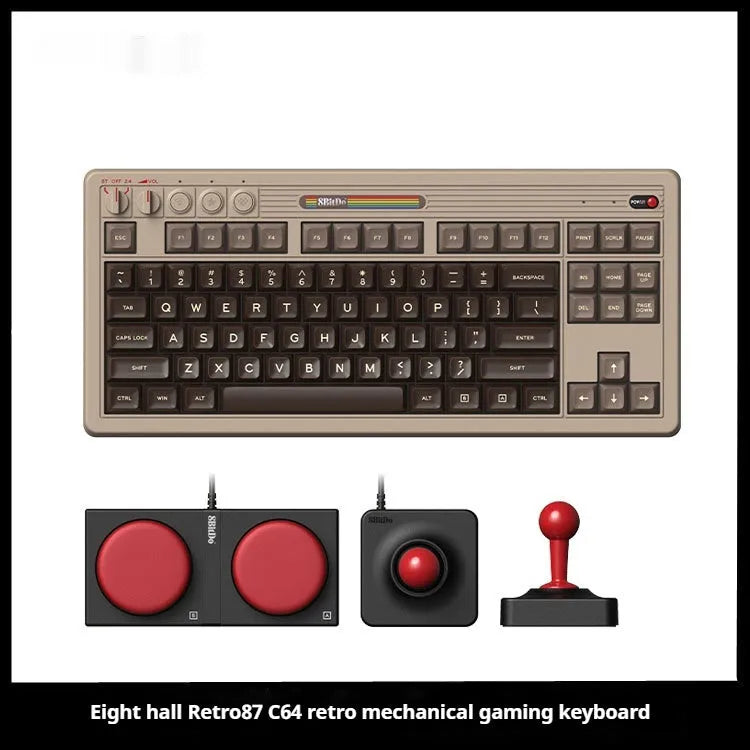 Retro C64 wireless mechanical keyboard with Bluetooth connectivity and ABS construction