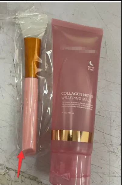 75ml collagen night mask bottle with application brush for evening skincare