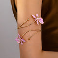 Pink alloy armband with hollow patterned lines design for wrist jewellery