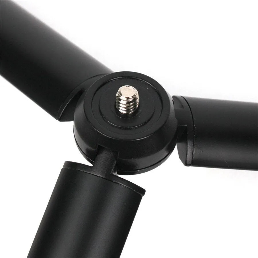 Black aluminium alloy mobile phone tripod stabiliser compatible with iPhones for handheld photography
