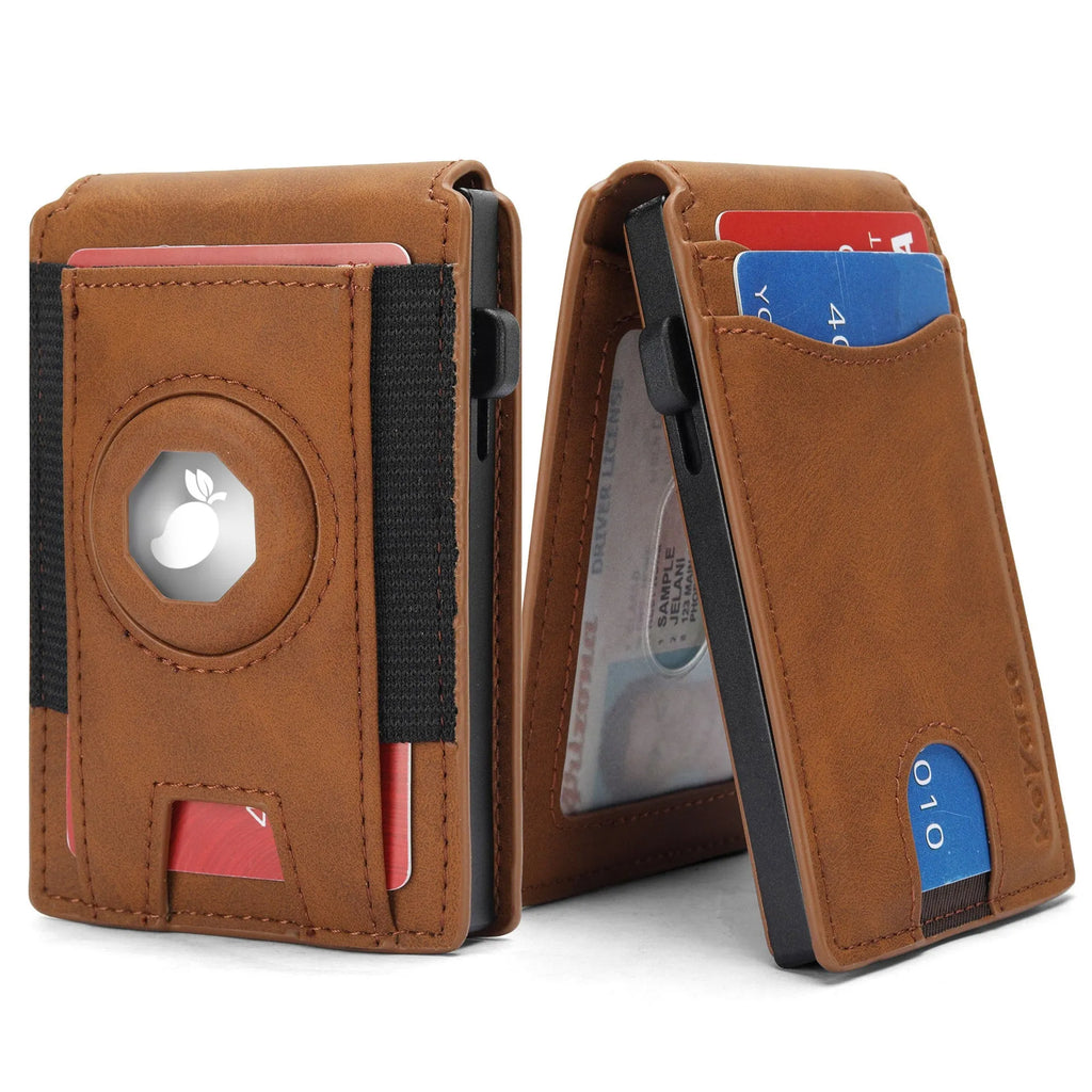 Men's card holder wallet in black, dark brown or light brown with synthetic leather lining