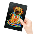 Black A5 DIY diamond painting notebook showing dimensions of 142x207x8mm with 50 blank pages