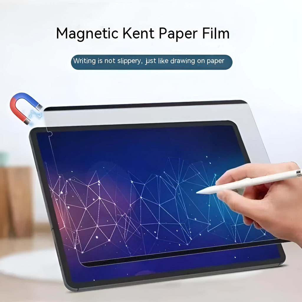 Second generation magnetic painting film for iPad screen protection with application tools