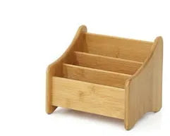 Bamboo desktop storage box with smooth surface, clear grain, and rounded corners