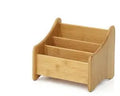 Bamboo desktop storage box with smooth surface, clear grain, and rounded corners