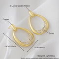 Yellow gold geometric drop-shaped women's earrings with a simple design.
