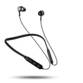 Neckband sports Bluetooth earphones in black, red, and white colour options showing wireless design