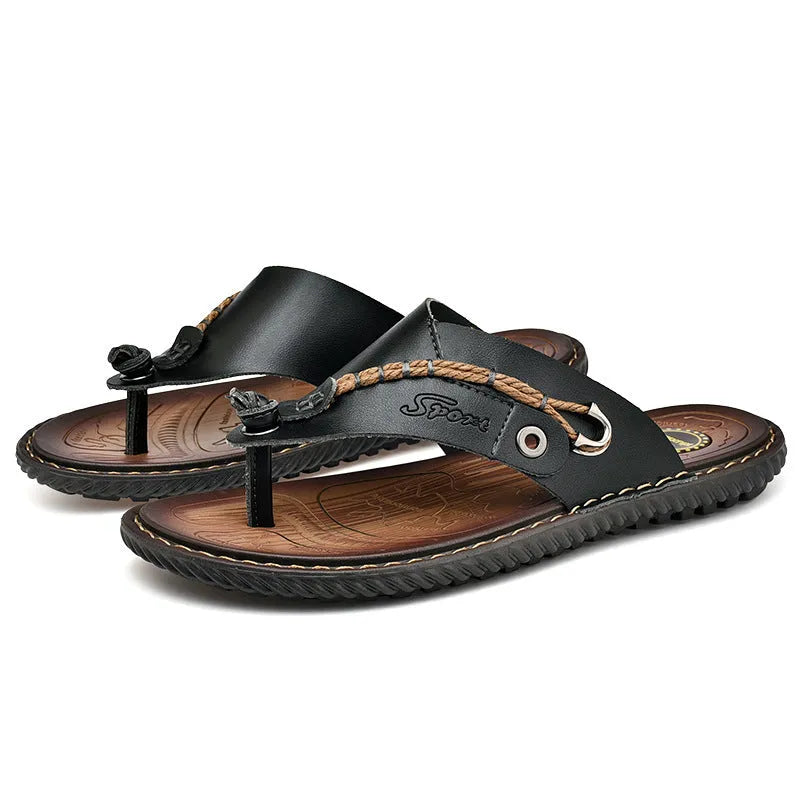 Men's non-slip PU leather slippers in multiple colours with wear-resistant soles