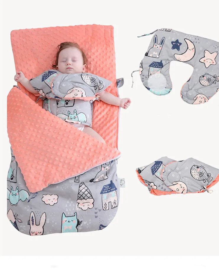Newborn baby fleece blanket stroller cover 80x46cm blue starry sky pattern with 3D foaming lining