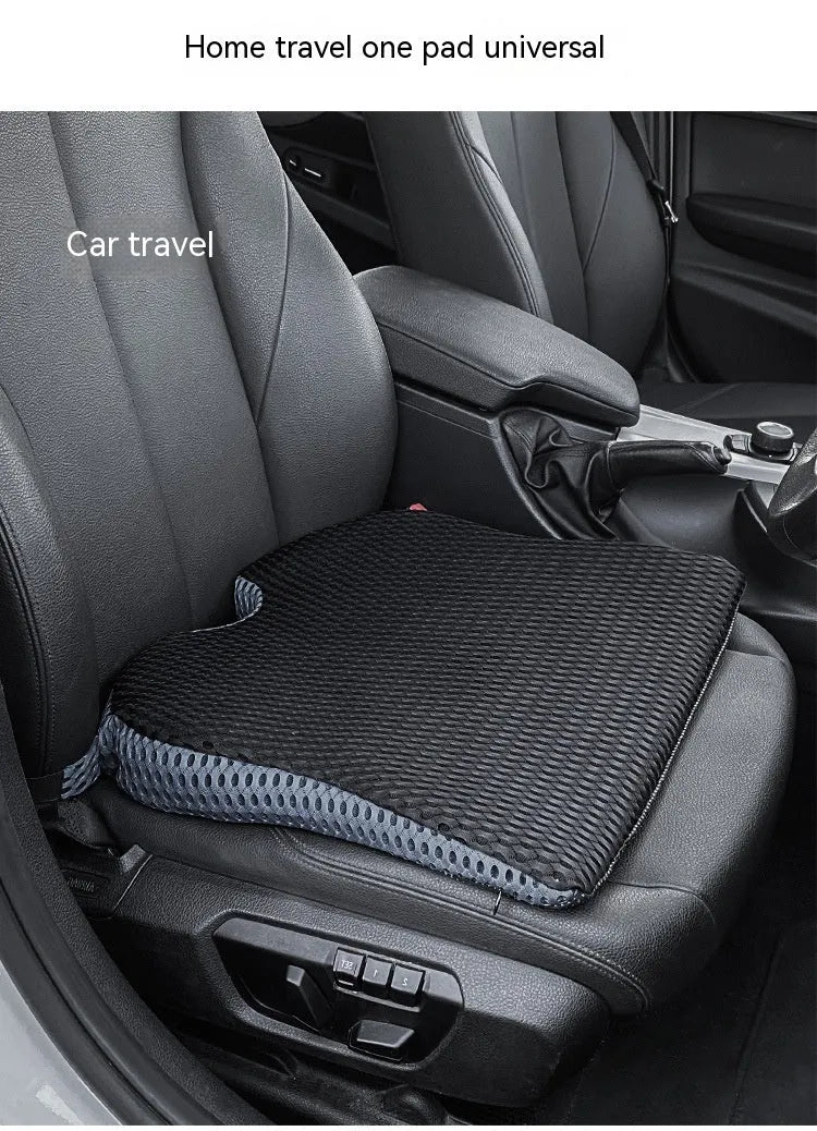Memory foam car cushion with fixation straps in black, grey and creamy white solid colours