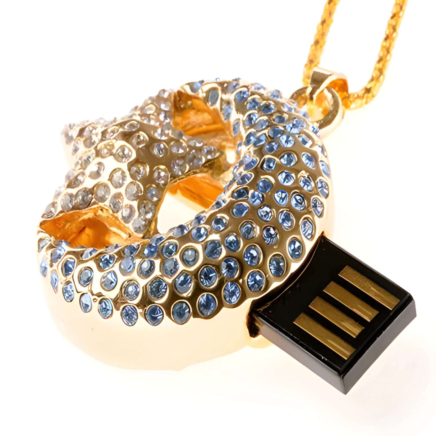 Xingyue creative jewellery design metal USB flash drive on white background