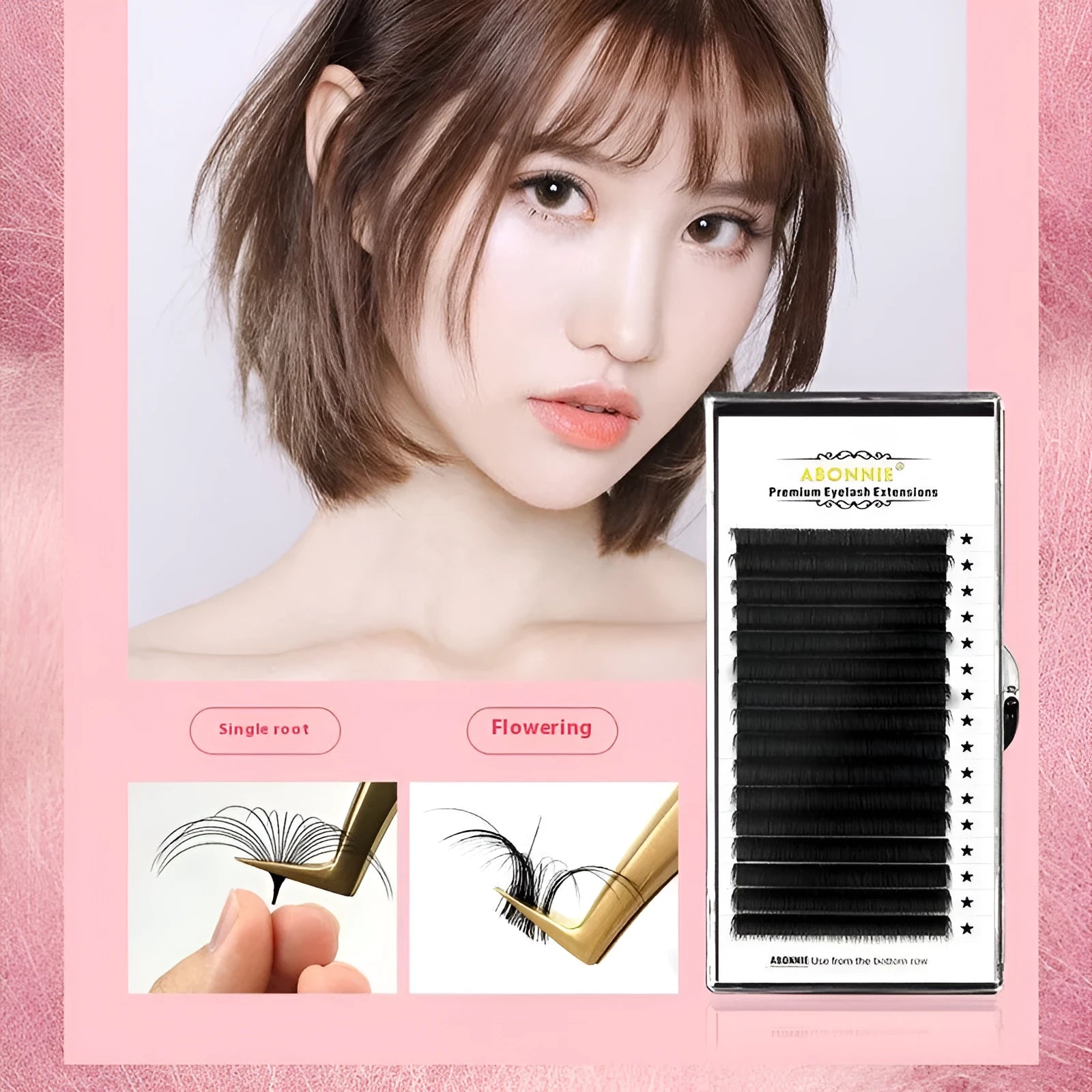 Mink hair false eyelashes showing 16 dense rows with length options from 8mm to 18mm