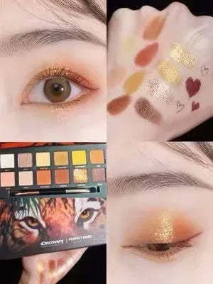 Explorer twelve-colour animal themed eyeshadow palette open showing multiple colour designs