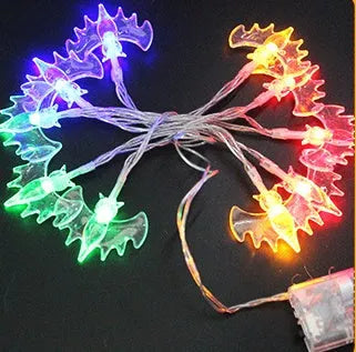 Halloween LED string lights with pumpkin, ghost, bat and spider pendants on 1.2m waterproof string