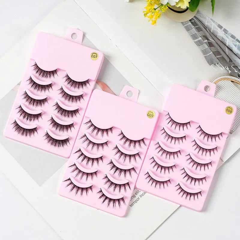 Set of 15 pairs of natural wispy false eyelashes for manga cosplay and Korean makeup styles 007 008 009