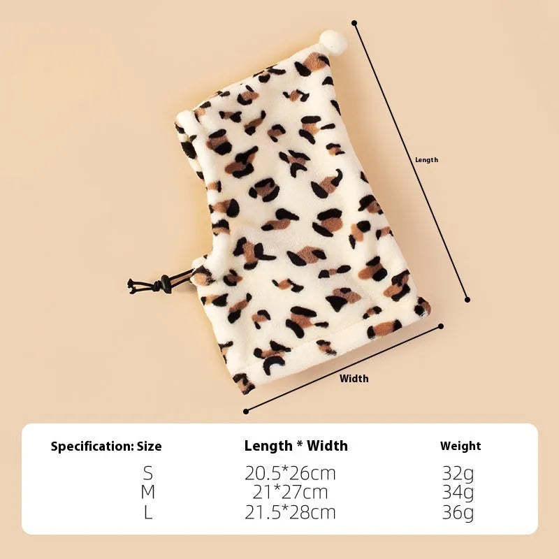 Soft cloth bear ears headdress for pets in leopard print with size options