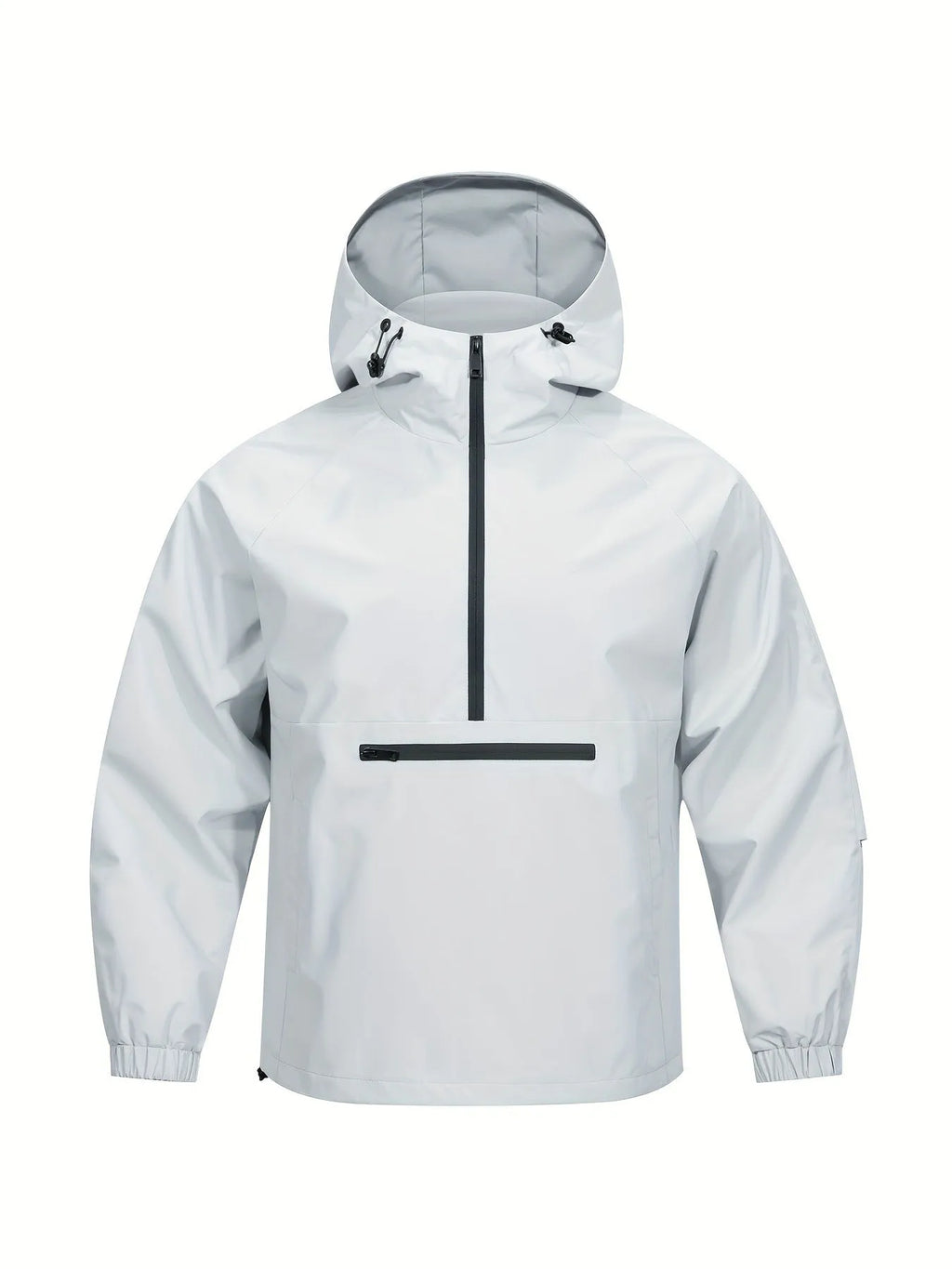Men's Korean-style loose corduroy half-zip hooded sweater jacket in light grey colour