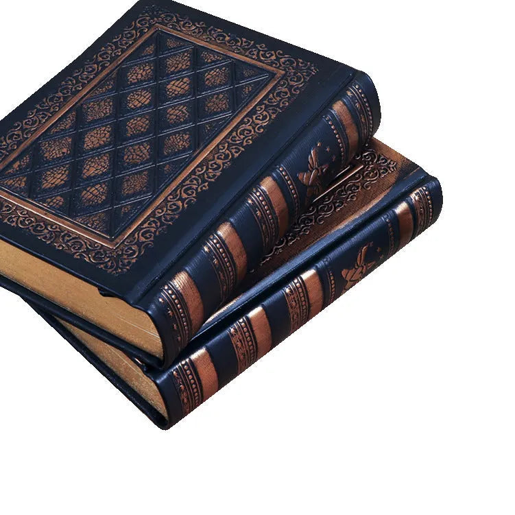 Embossed faux leather A5 notebook with three-dimensional texture in bronze or black gold colour