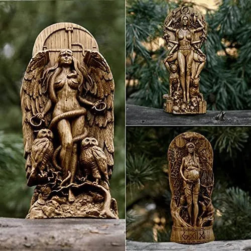 Synthetic resin Greek goddess statue sculpture for pagan altar or garden, 22cm tall