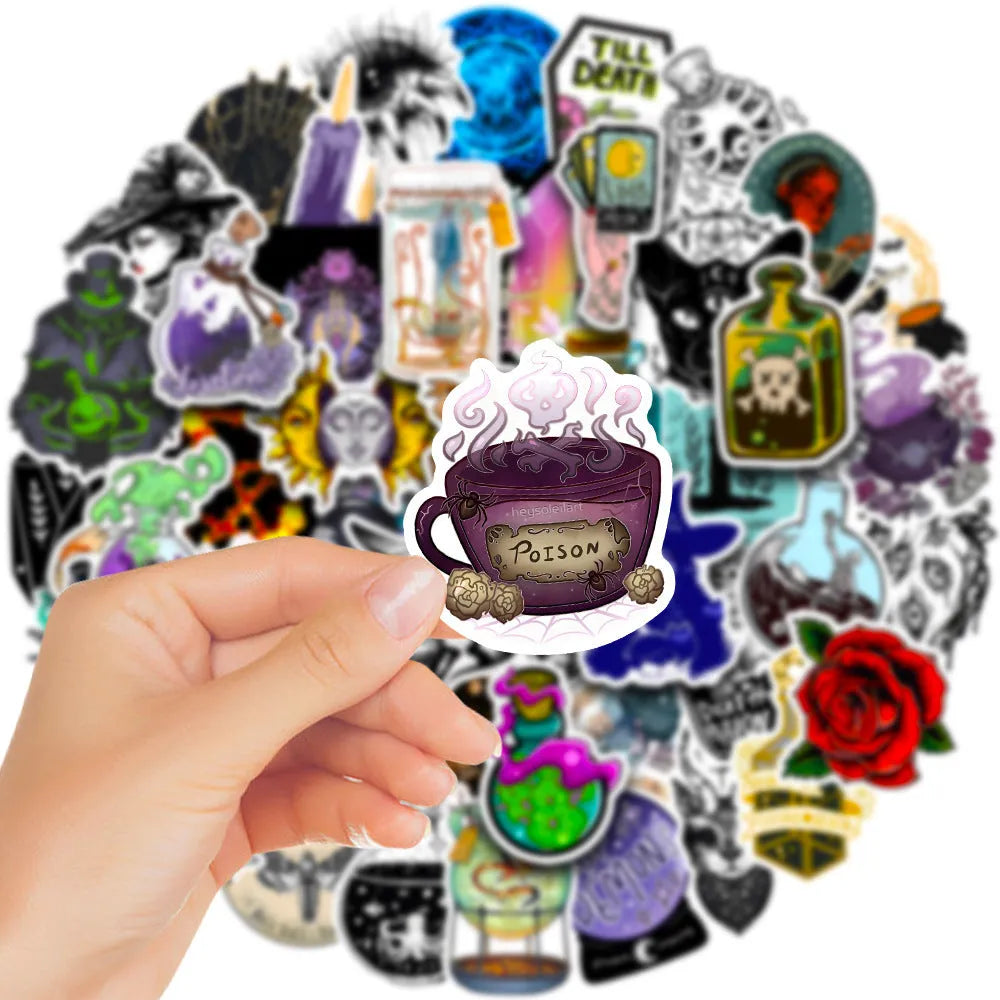 Waterproof PVC stickers pack with glossy finish for laptops, skateboards and smooth surfaces