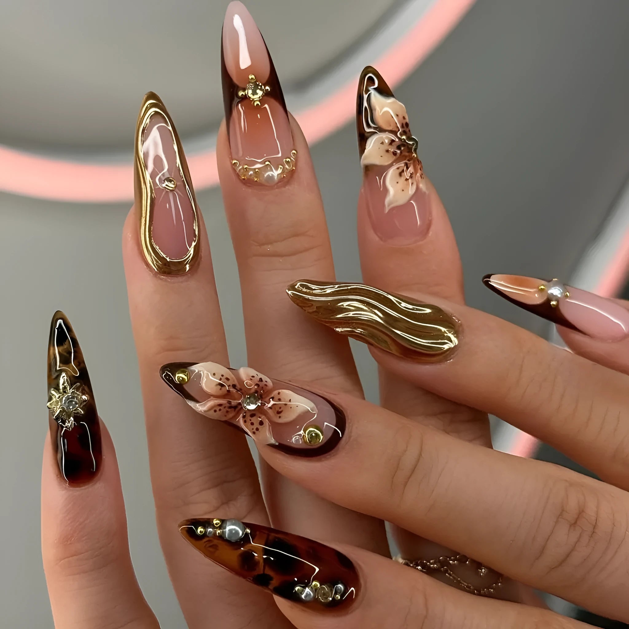 Press-on wearable armour with flower design in medium size for ladies
