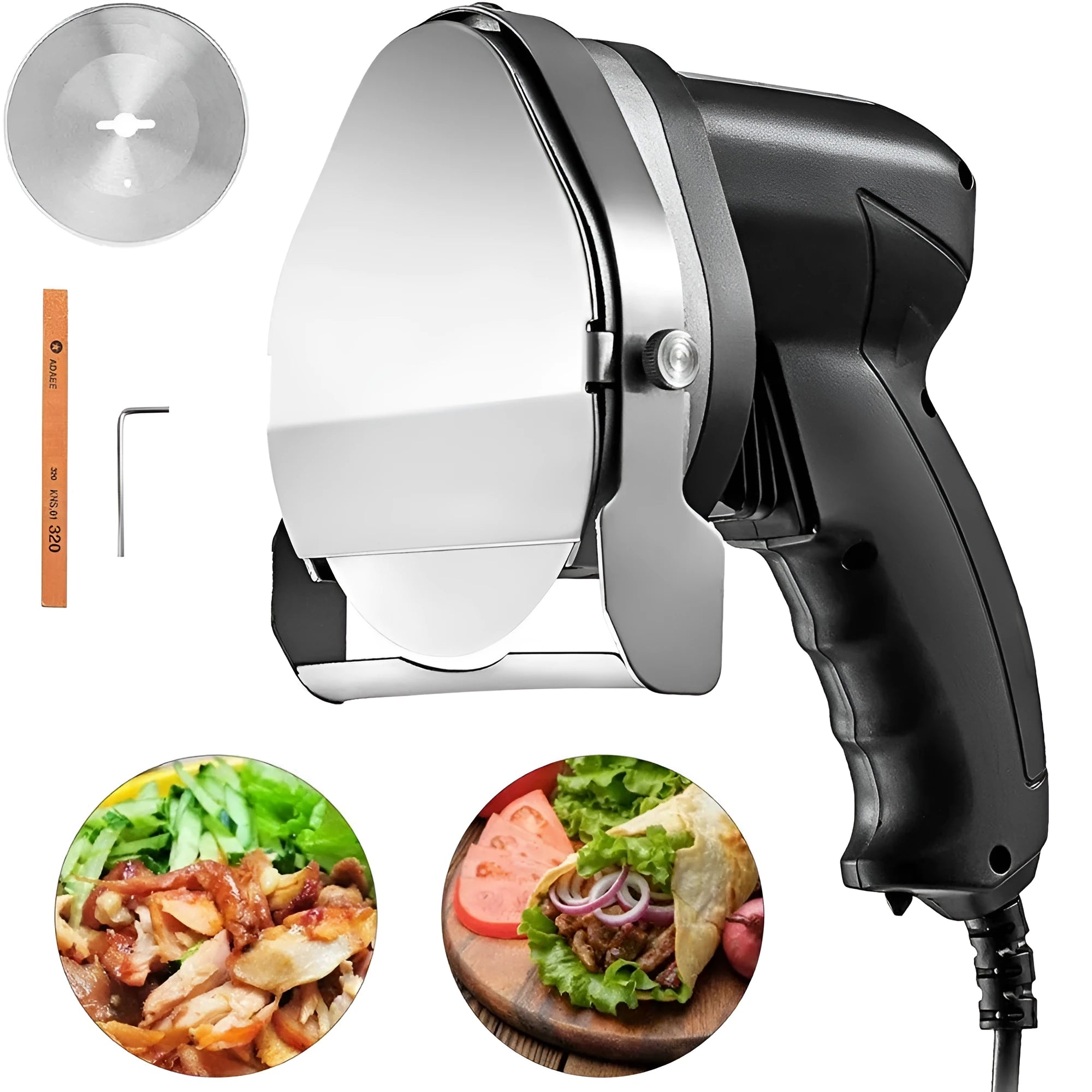 Black electric meat cleaver for turkey barbecue machine with 80W motor and adjustable cutting capacity