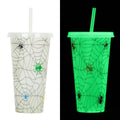 720ml Halloween luminous plastic straw cup showing six colour variations