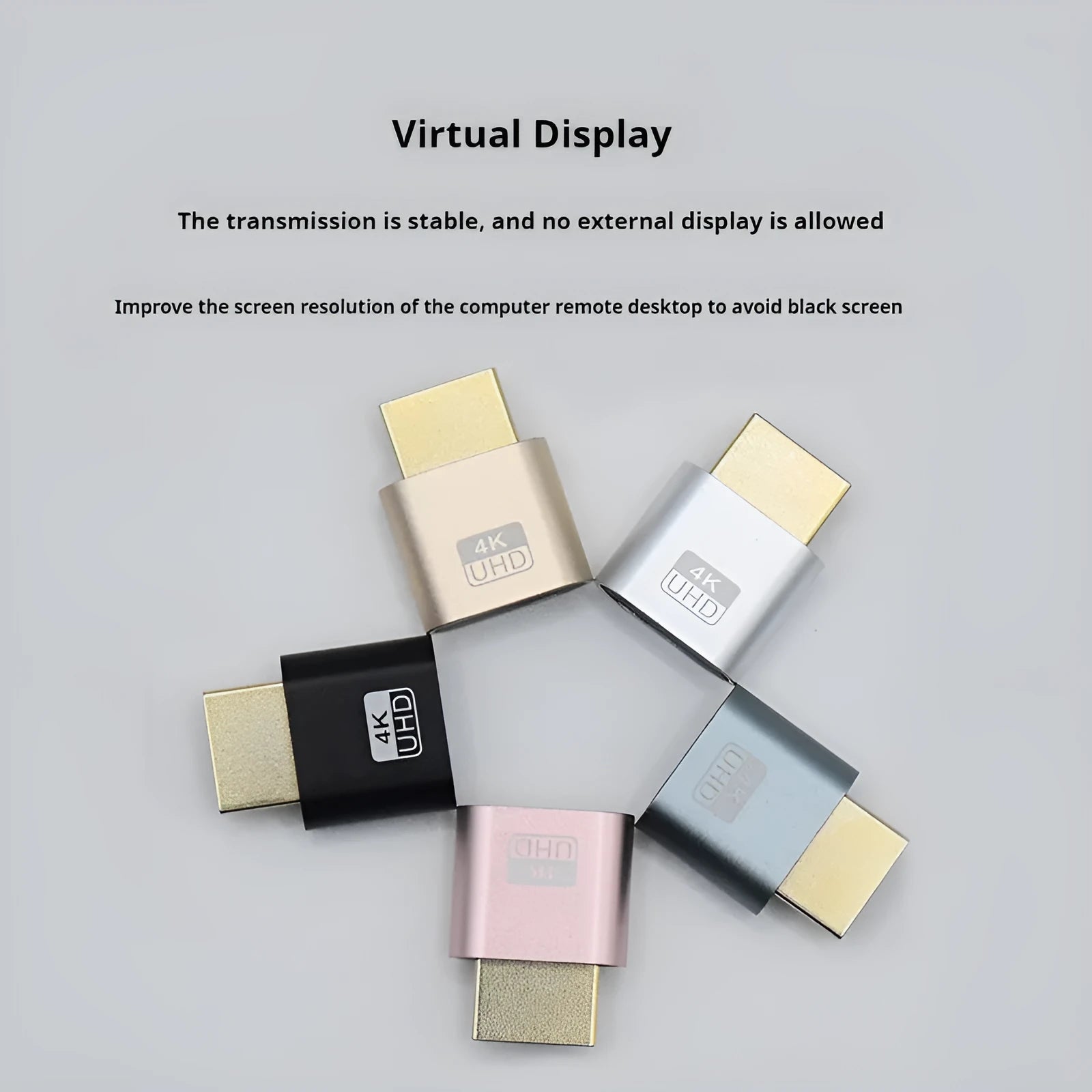 26.5mm HDMI graphics card dummy load adapter for virtual display simulation in various metallic colours