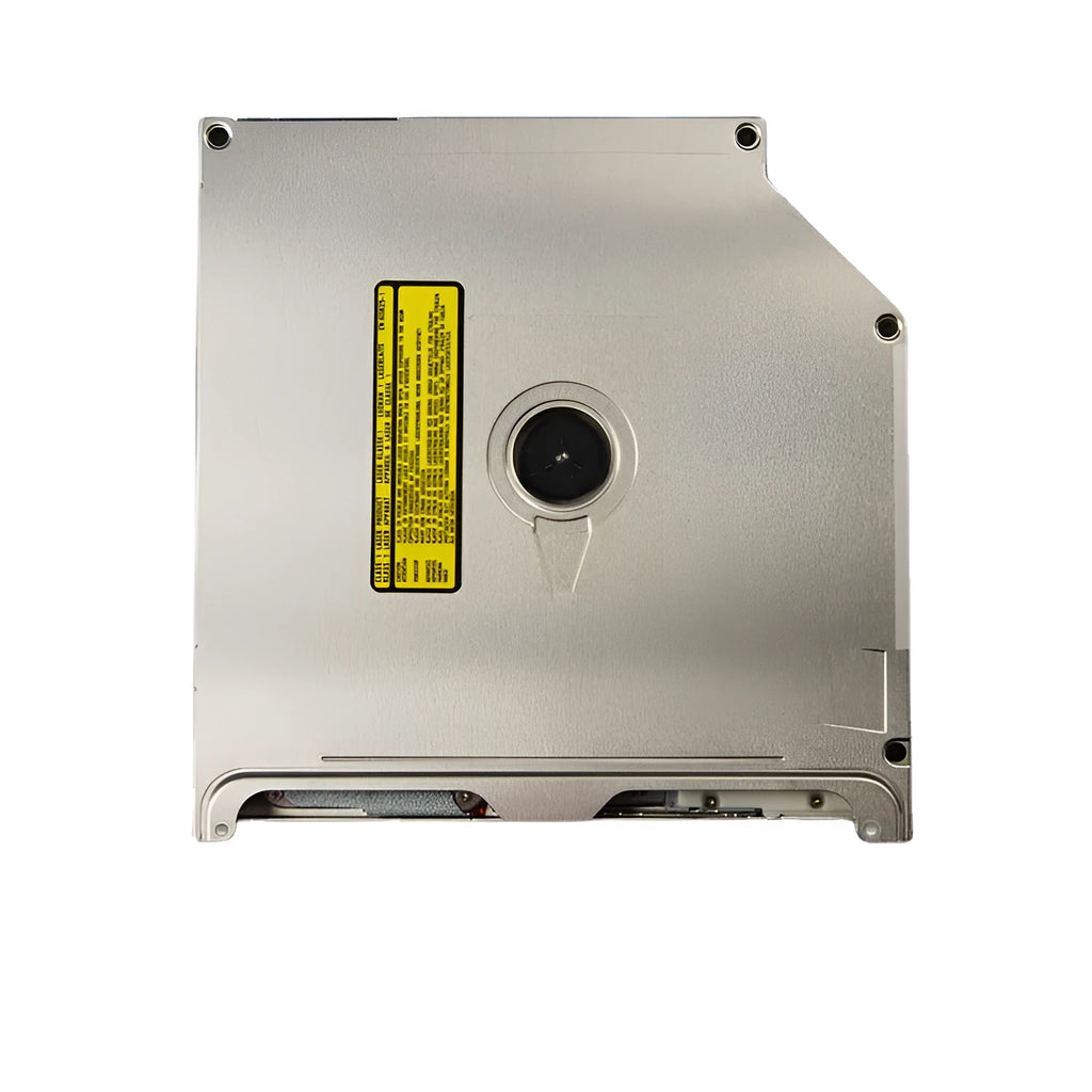Silver internal SATA optical drive model UJ8A8 for MacBook Pro 13 laptop, showing dimensions.