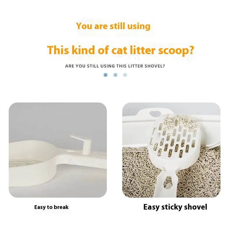 Black metal cat litter scoop with narrow tines for sifting clumping cat litter.