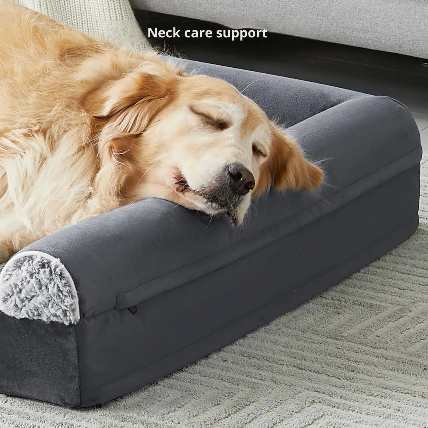 Rectangular cloth dog sleeping mat in gray with simple design for four seasons use