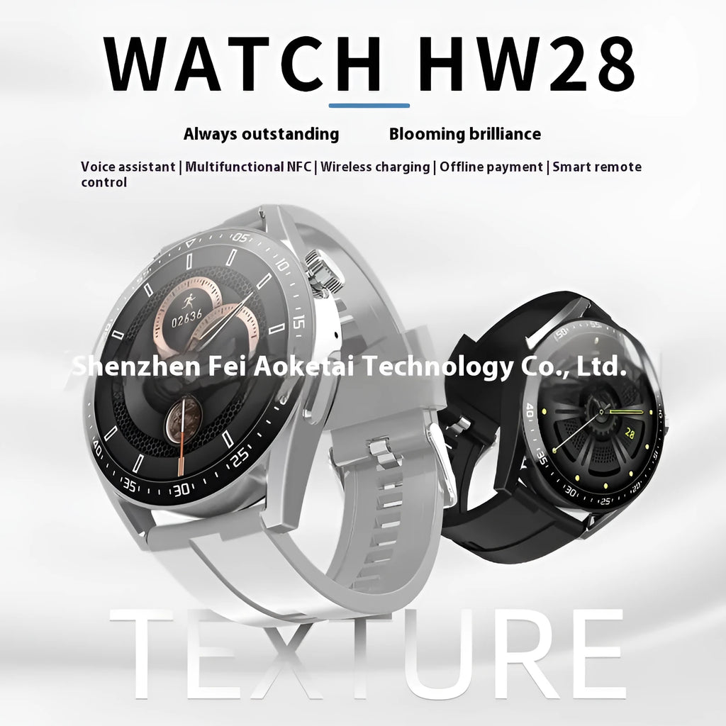Smart watch with offline payment and voice assistant in black colour on a table