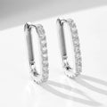 Women's S925 sterling silver oval zircon ear clips in geometric design