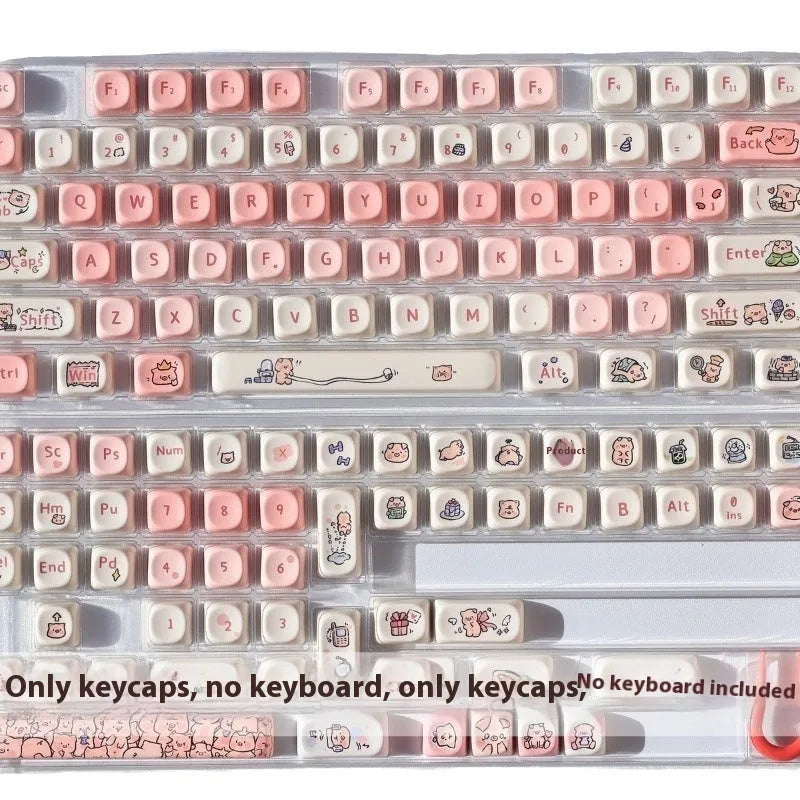 Pink Pig-themed scented PBT keycap with colourful dye-sublimation artwork on all sides.