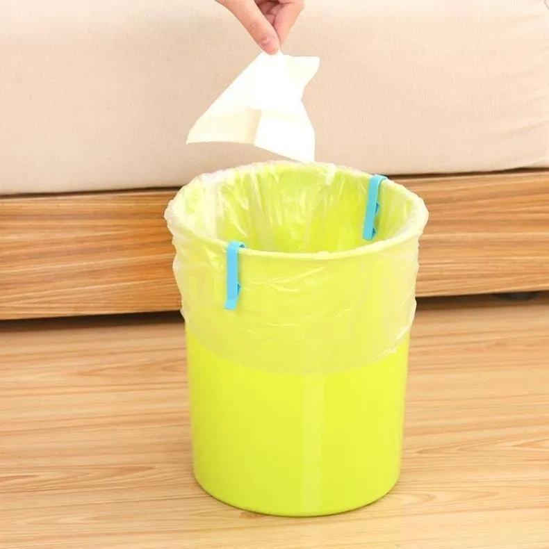 Ten black plastic garbage bag fixing clips for securing bin liners to waste bins
