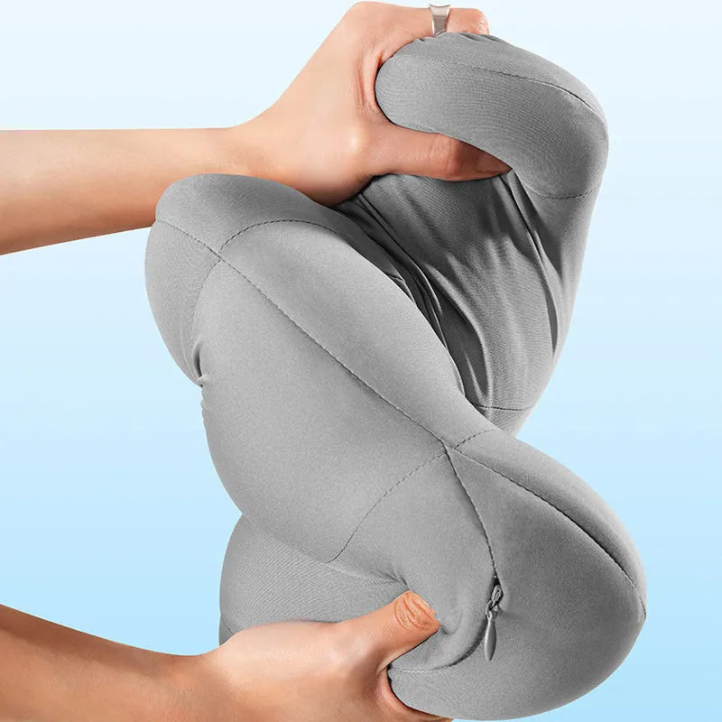 Grey and orange memory foam headrest and lumbar pillow set for suspension bin truck driver comfort.