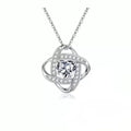 Heart-shaped electroplated necklace with platinum finishes in five colour variations on model