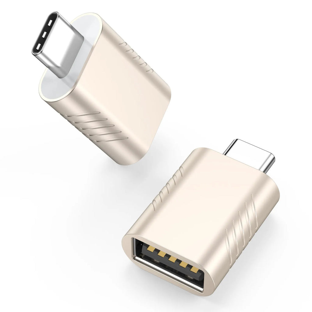 USB-C to USB-A adapter converter with zinc alloy shell in metallic finish