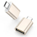 USB-C to USB-A adapter converter with zinc alloy shell in metallic finish